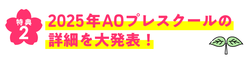 2025AOプレスクールの詳細を大発表！